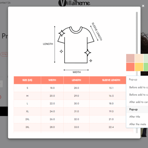 WooCommerce Product Size Chart